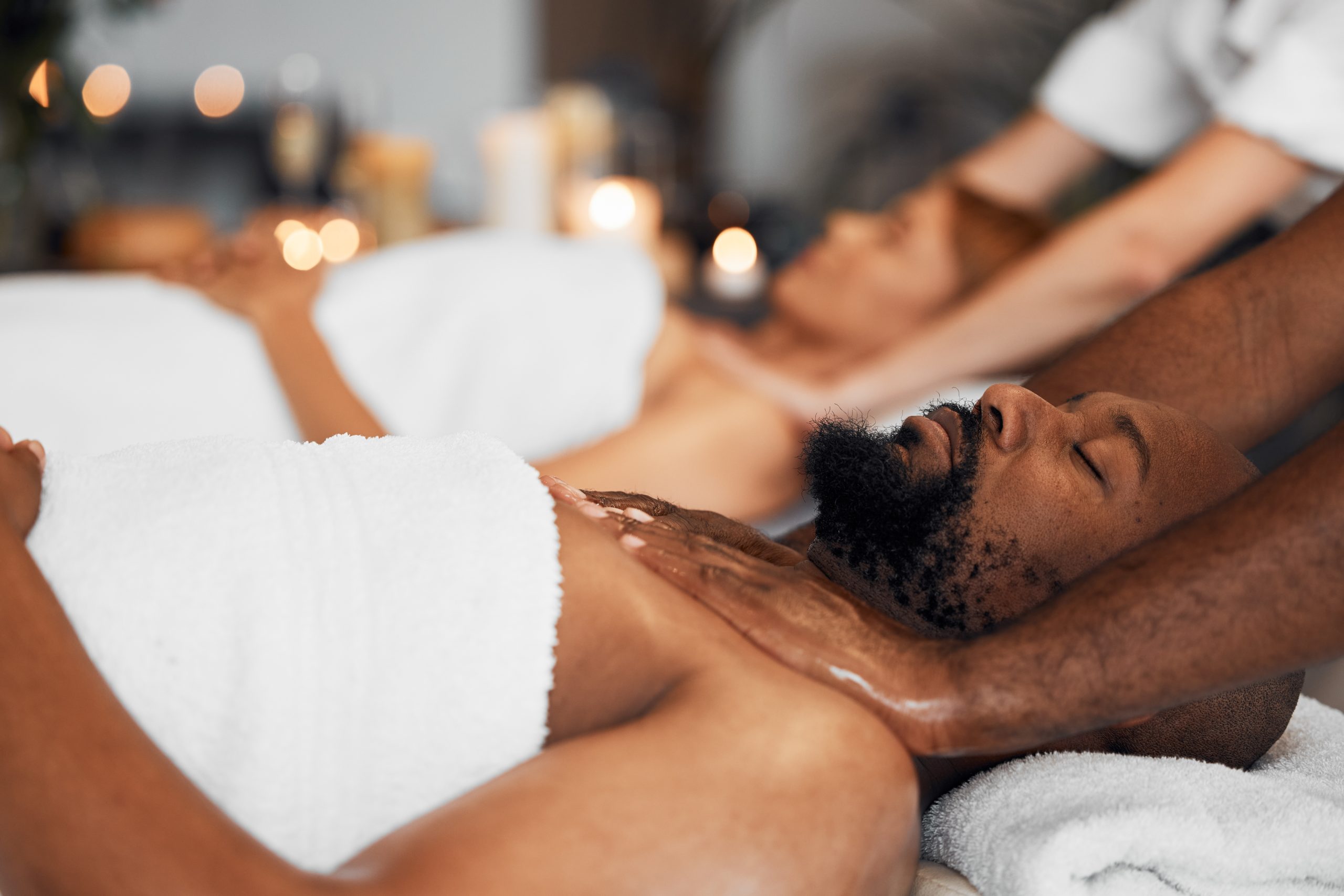 Black,Man,,Spa,And,Body,Massage,For,Couple,Wellness,,Relax